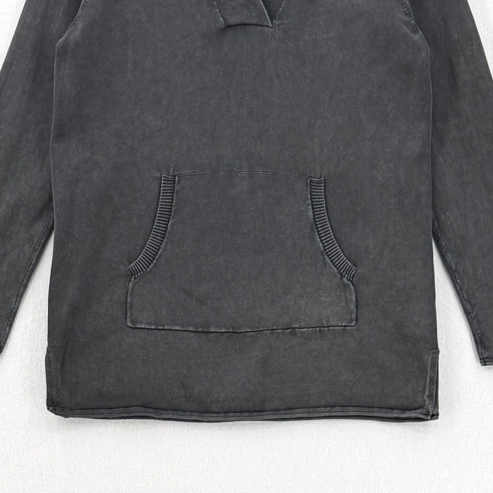 Barefoot Dreams Hoodie Women Small Black Pullover Acid Wash Cotton Knit - Picture 9 of 14